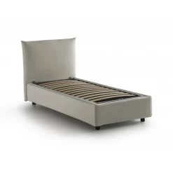 Letto 1 posto contenitore beige 110x215cm rivestito in tessuto - Alisech