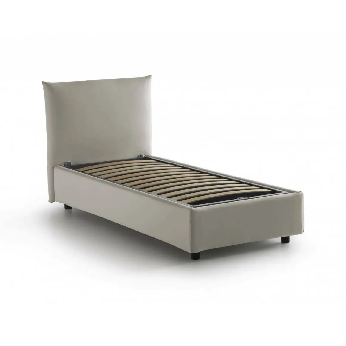 Letto 1 posto contenitore beige 110x215cm rivestito in tessuto - Alisech