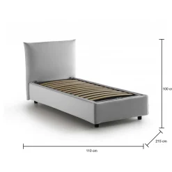 Letti Singoli|Letti Contenitore > Dmora Letto 1 posto contenitore 110x215cm adatto per materasso 190x80 cm - Ippolito Bianco