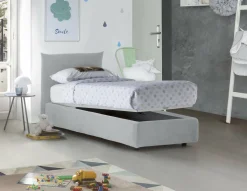 Letti Singoli|Letti Contenitore > Dmora Letto 1 posto contenitore 110x215cm adatto per materasso 190x80 cm - Ippolito Bianco