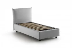 Letto 1 posto contenitore bianco 110x215cm rivestito in tessuto - Alisech