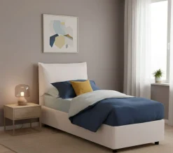 Letto 1 posto contenitore bianco 95x205cm adatto per materasso 190x80 cm - Alistair