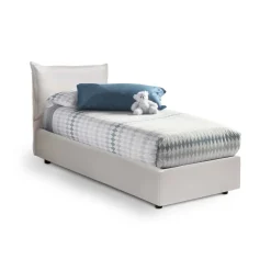 Letto 1 posto contenitore bianco 95x205cm rivestimento in ecopelle - Alzavola