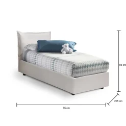 Letto 1 posto contenitore bianco 95x205cm rivestimento in ecopelle - Alzavola