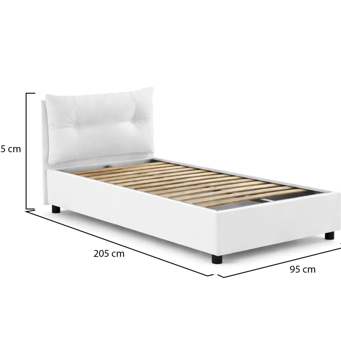 Letto 1 posto contenitore bianco 95x205cm stabile - Amaro