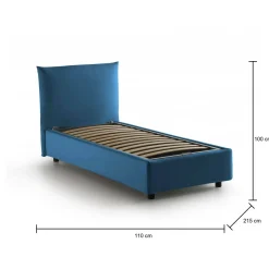 Letto 1 posto contenitore blu 110x215cm sfoderabile - Ippolito