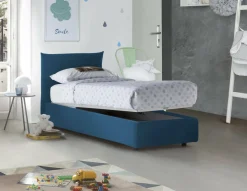 Letto 1 posto contenitore blu 110x215cm sfoderabile - Ippolito