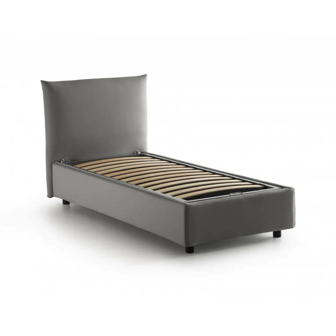 Letto 1 posto contenitore grigio 110x215cm sfoderabile - Ippolito