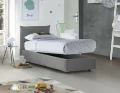 Letto 1 posto contenitore grigio 110x215cm sfoderabile - Ippolito