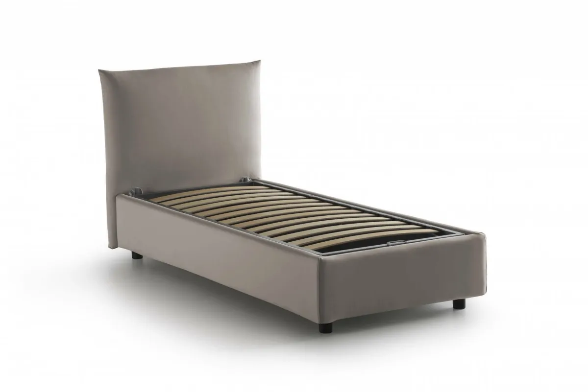 Letti Singoli|Letti Contenitore > Dmora Letto 1 posto contenitore tortora 110x215cm adatto per materasso 190x80 cm - Ippolito Grigio Tortora