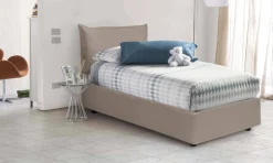 Letti Singoli|Letti Contenitore > Dmora Letto 1 posto contenitore tortora 95x205cm rivestito in tessuto - Amaro Grigio Tortora