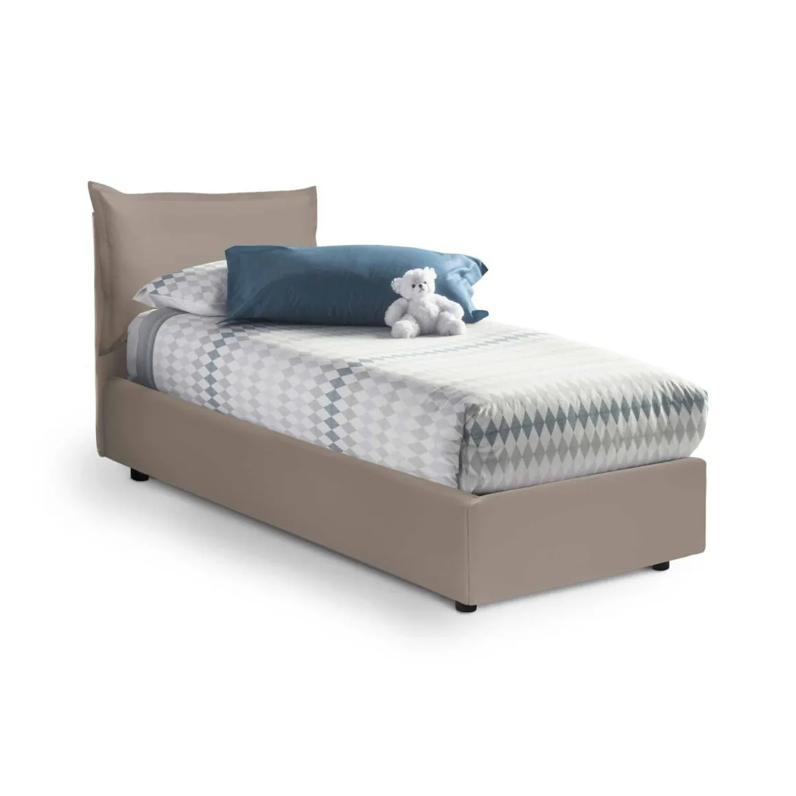 Letti Singoli|Letti Contenitore > Dmora Letto 1 posto contenitore tortora 95x205cm stabile - Janet Grigio Tortora