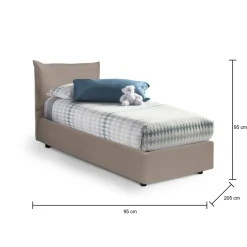 Letti Singoli|Letti Contenitore > Dmora Letto 1 posto contenitore tortora 95x205cm stabile - Janet Grigio Tortora