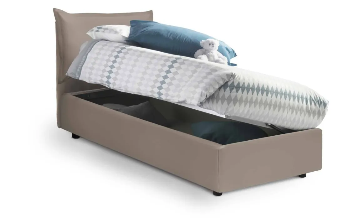 Letti Singoli|Letti Contenitore > Dmora Letto 1 posto contenitore tortora 95x205cm stabile - Janet Grigio Tortora