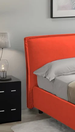 Letto Singolo Arancione Materasso Incluso Sfoderabile, Contenitore Made in Italy - Atrelmo