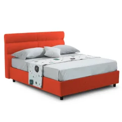 Letti Contenitore > Dmora Letto Singolo Sfoderabile Contenitore, Dimensione Materasso 80x190 cm Made in Italy - Brez Arancione
