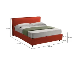 Letto Singolo Arancione Sfoderabile Contenitore, Dimensione Materasso 80x200 cm Made in Italy - Bruino