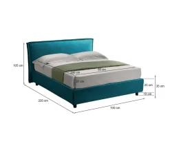 Letto Singolo Azzurro Materasso Incluso Sfoderabile, Contenitore Made in Italy - Atrelmo
