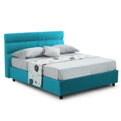 Letti Singoli > Dmora Letto Singolo Sfoderabile Contenitore, Dimensione Materasso 80x190 cm Made in Italy - Brez Azzurro