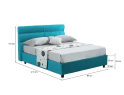 Letti Singoli > Dmora Letto Singolo Sfoderabile Contenitore, Dimensione Materasso 80x190 cm Made in Italy - Brez Azzurro