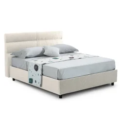 Letti Contenitore|Letti Singoli > Dmora Letto Singolo Materasso Incluso Sfoderabile, Contenitore Made in Italy - Adalpina Beige