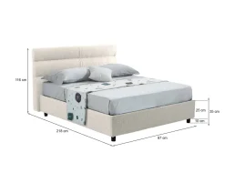 Letti Contenitore > Dmora Letto Singolo Sfoderabile Contenitore, Dimensione Materasso 80x190 cm Made in Italy - Brez Beige
