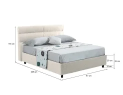 Letti Contenitore > Dmora Letto Singolo Sfoderabile Contenitore, Dimensione Materasso 80x200 cm Made in Italy - Bruino Beige