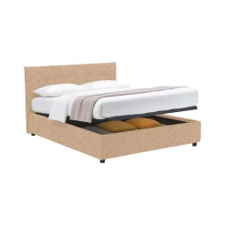 Letti Contenitore|Letti Singoli > Dmora Letto Singolo Sfoderabile Contenitore, Dimensione Materasso 90x190 cm - Orvieto Beige