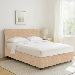Letti Contenitore|Letti Singoli > Dmora Letto Singolo Sfoderabile Contenitore, Dimensione Materasso 90x190 cm - Racines Beige