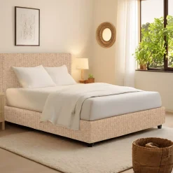 Letti Contenitore|Letti Singoli > Dmora Letto Singolo Sfoderabile Contenitore, Dimensione Materasso 90x190 cm - Stazzano Beige