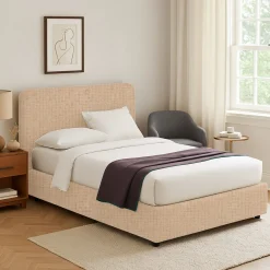 Letti Contenitore|Letti Singoli > Dmora Letto Singolo Sfoderabile Contenitore, Dimensione Materasso 90x200 cm - Carbone Beige