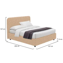 Letti Contenitore|Letti Singoli > Dmora Letto Singolo Sfoderabile Contenitore, Dimensione Materasso 90x200 cm - Carbone Beige