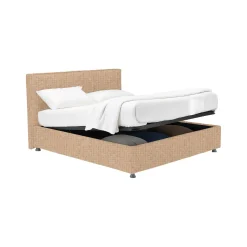 Letto Singolo Beige Sfoderabile Contenitore, Dimensione Materasso 90x200 cm - Iudica