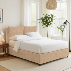 Letti Contenitore|Letti Singoli > Dmora Letto Singolo Sfoderabile Contenitore, Dimensione Materasso 90x200 cm - Serrone Beige