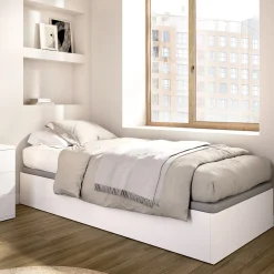 Letti Contenitore|Letti Singoli > Dmora Letto Singolo Contenitore Dimensione Materasso 90x190 cm, - Lufkin Bianco