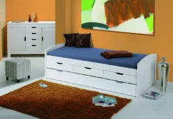 Letti Contenitore|Letti Singoli > Dmora Letto Singolo Contenitore Dimensione Materasso 90x190 cm, Stuttura con Angoli Arrotondati - Arcata Bianco