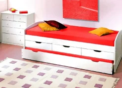 Letti Contenitore|Letti Singoli > Dmora Letto Singolo Contenitore Dimensione Materasso 90x190 cm, Stuttura con Angoli Arrotondati - Arcata Bianco