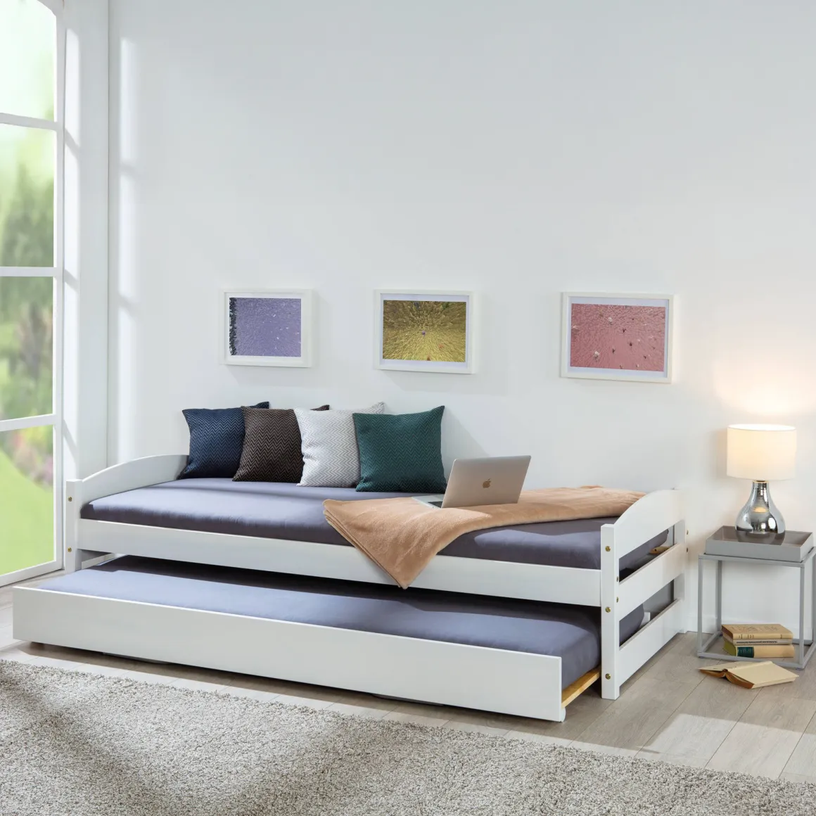 Letto Singolo Bianco Contenitore Singolo, - Anaunia