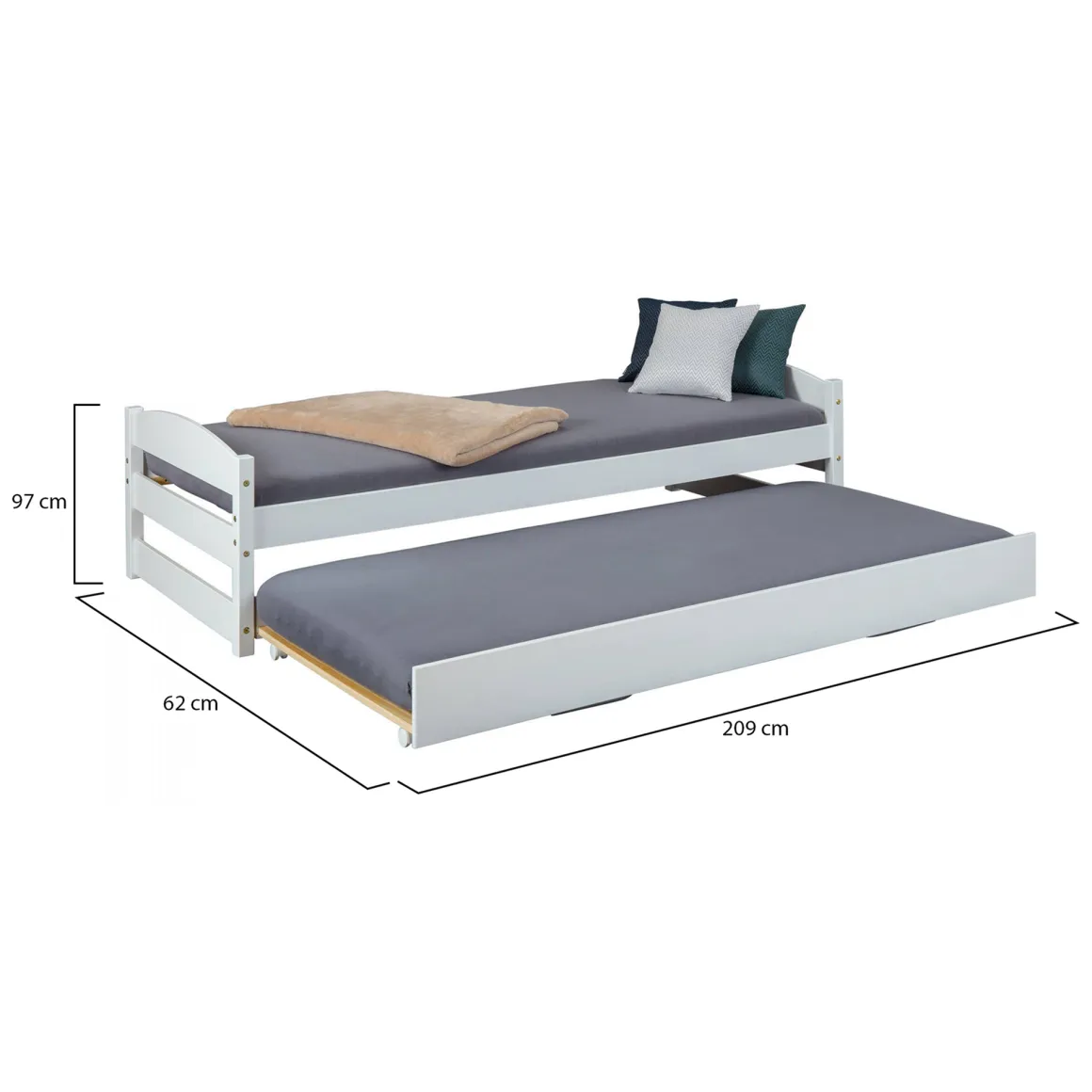 Letto Singolo Bianco Contenitore Singolo, - Anaunia