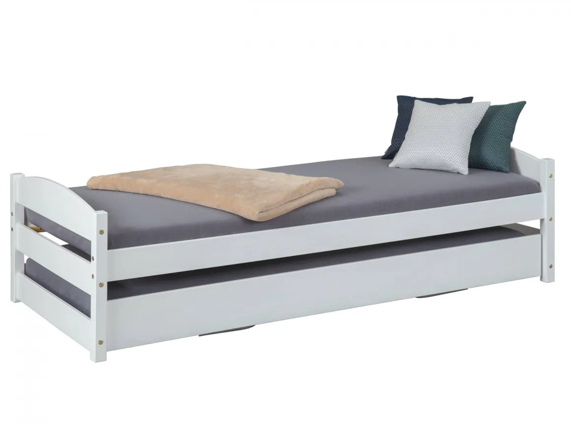 Letto Singolo Bianco Contenitore Singolo, - Anaunia