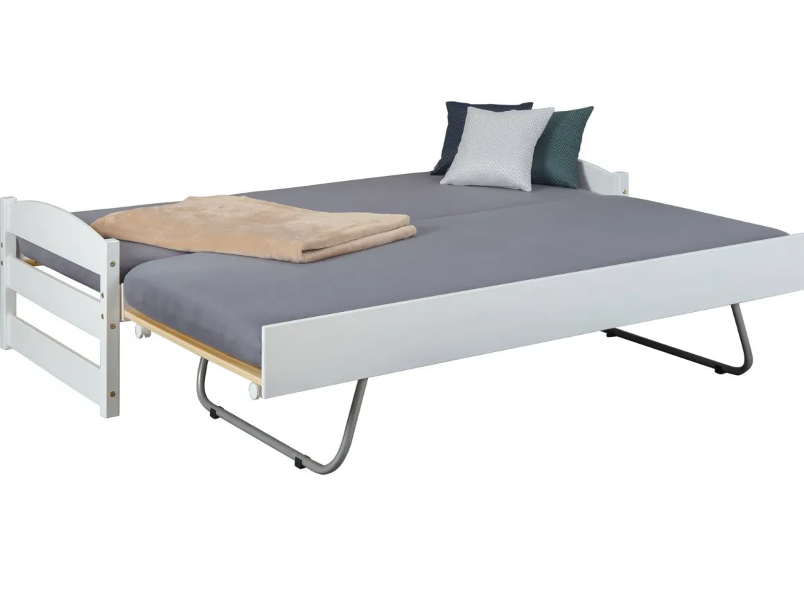 Letto Singolo Bianco Contenitore Singolo, - Anaunia