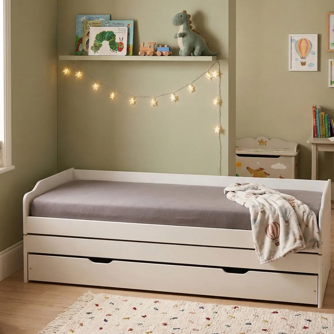 Letto Singolo Bianco Contenitore Singolo, - Sibari