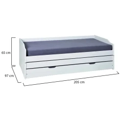 Letto Singolo Bianco Contenitore Singolo, - Sibari