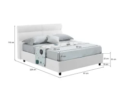 Letti Singoli > Dmora Letto Singolo Materasso Incluso Sfoderabile, Contenitore Made in Italy - Atrelmo Bianco