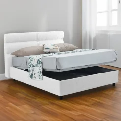 Letti Singoli > Dmora Letto Singolo Materasso Incluso Sfoderabile, Contenitore Made in Italy - Atrelmo Bianco