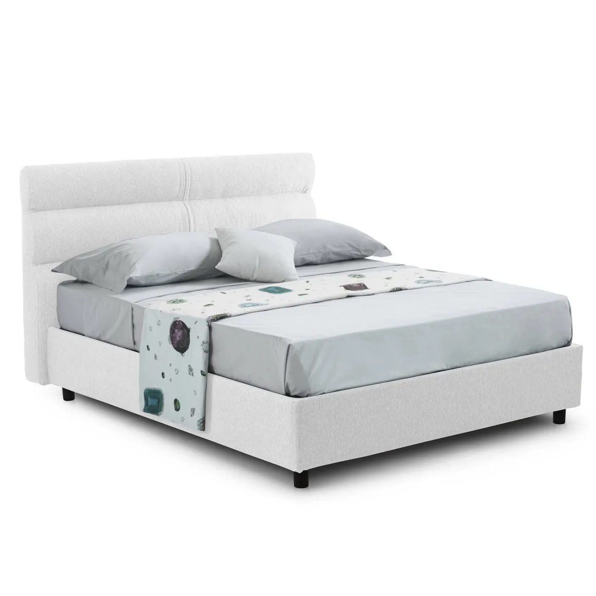Letti Contenitore|Letti Singoli > Dmora Letto Singolo Materasso Incluso Sfoderabile, Contenitore Made in Italy - Brozolo Bianco