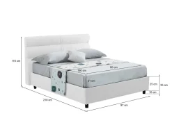 Letti Contenitore|Letti Singoli > Dmora Letto Singolo Materasso Incluso Sfoderabile, Contenitore Made in Italy - Brozolo Bianco