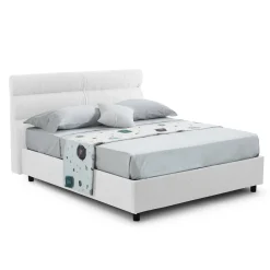 Letti Contenitore|Letti Singoli > Dmora Letto Singolo Sfoderabile Contenitore, Dimensione Materasso 80x200 cm Made in Italy - Bruino Bianco