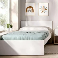 Letti Singoli > Dmora Letto singolo 194x95cm adatto per materasso 90x190 cm - Haikui Bianco