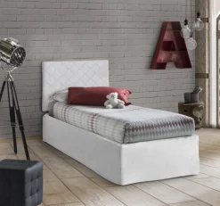 Letti Singoli|Camera Da Letto > Dmora Letto singolo 80x190cm materasso incluso - Ascra Bianco